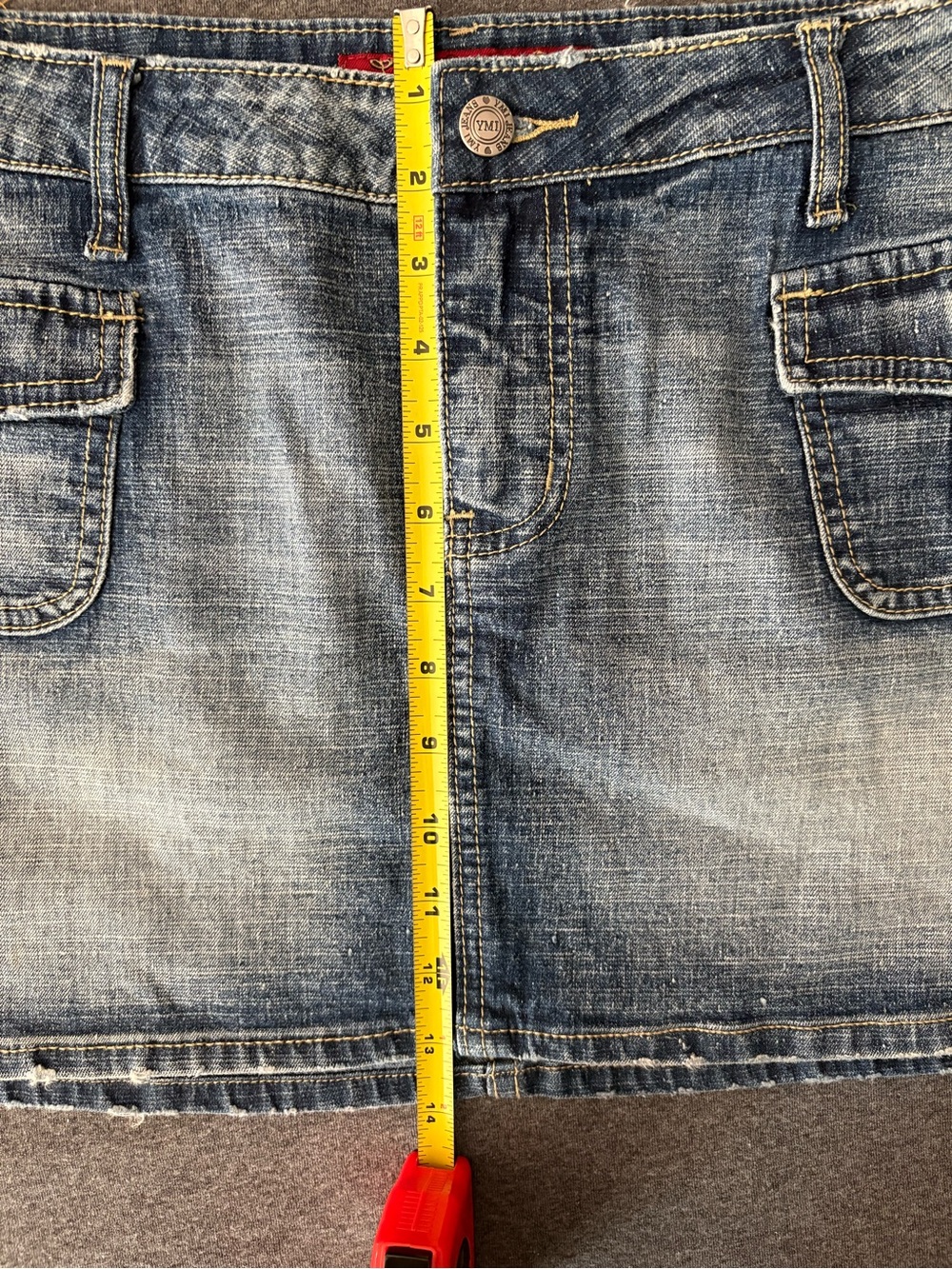 YMI Blue Denim Mini Skirt. Zipper Flaw- See Details Below. - Picture 9 of 14